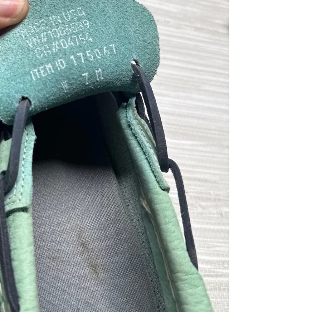 Vintage LL Bean Rubber Moc Duck Shoes Womens 7 Navy Blue Mint Green Made In USA